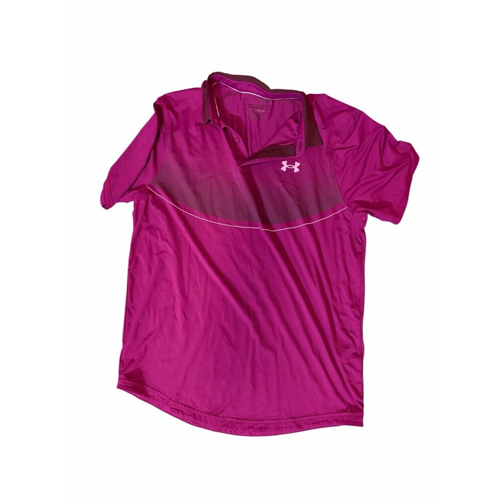 Under Armour HeatGear Pink Performance Golf Polo Shirt Medium